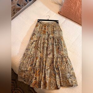 Cleobella Organic Hand Stamped Paisley Maxi Skirt